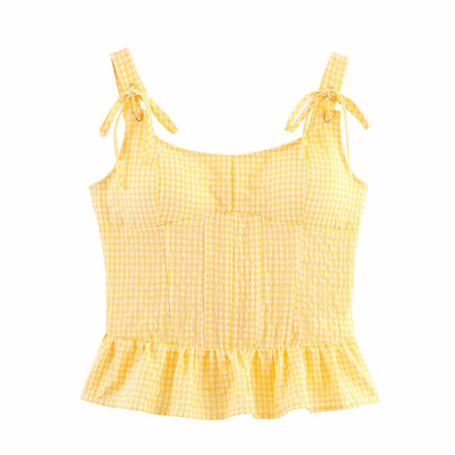 Yellow Butterfly Bow Slim Fit Top