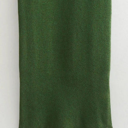 Metallic Knitted Dresses for Women Green Bodycon Long Dress Woman  Sleeveless Sweater Dress Women Winter Female Dress