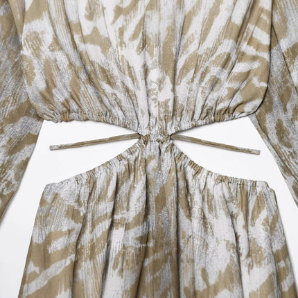 Sandstone Floral Backless Dress