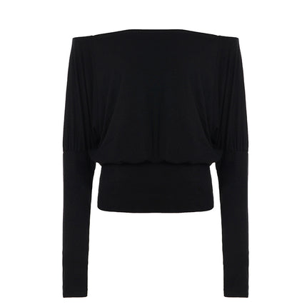 Minimalist One-Shoulder Solid Long Sleeve Top