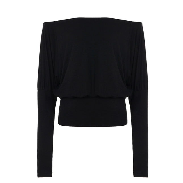 Minimalist One-Shoulder Solid Long Sleeve Top