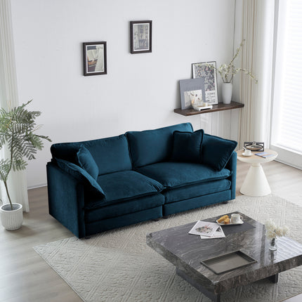 Blue Fabric Loveseat Sofa