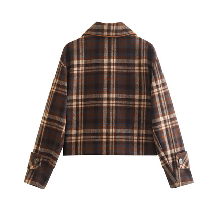 Vintage Plaid Wool-Feel Coat