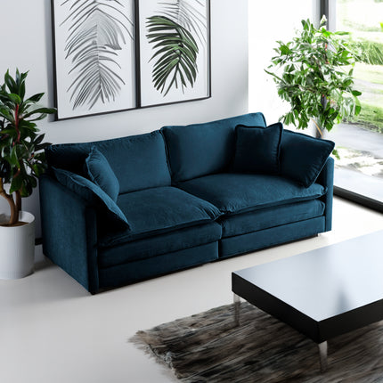 Blue Fabric Loveseat Sofa