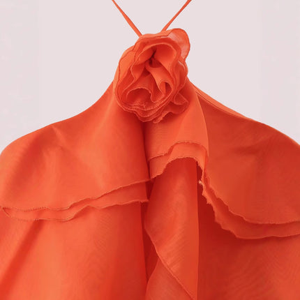 Fashionable three-dimensional floral layered decorative camisole dress for women