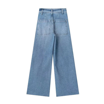 Classic High-Waist Wide-Leg Denim Pants