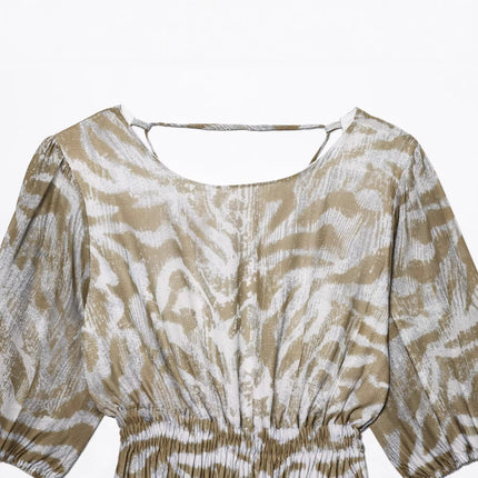 Sandstone Floral Backless Dress