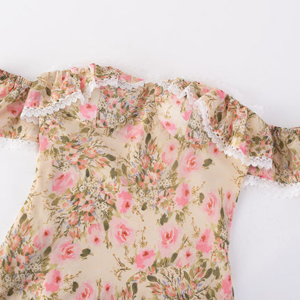 Blossom Lace-Trim Midi Dress