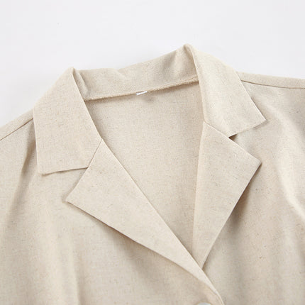 Khaki Linen-Blend Utility Jumpsuit