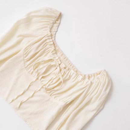 Apricot Bloom Puff-Sleeve Top