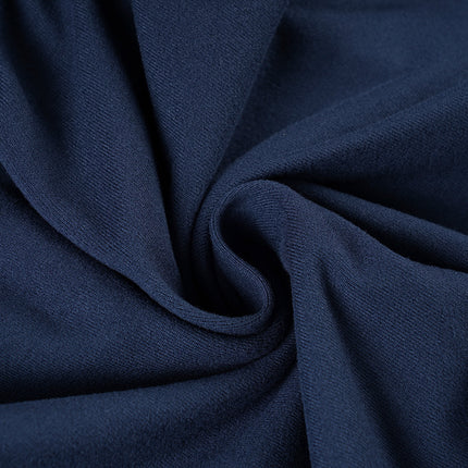 Navy Lace Wrap Ribbed Long-Sleeve Top