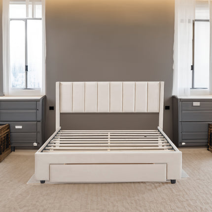Velour Haven Storage Bed