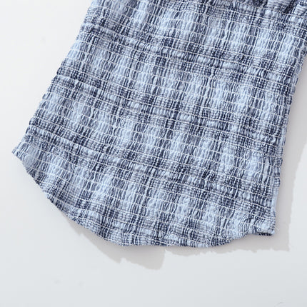 Blue Plaid Muse One-Shoulder Top