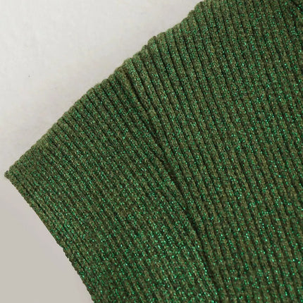 Metallic Knitted Dresses for Women Green Bodycon Long Dress Woman  Sleeveless Sweater Dress Women Winter Female Dress