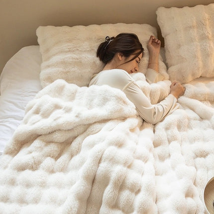 White Plush Fleece Throw Blanket