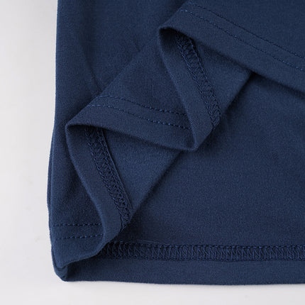 Navy Lace Wrap Ribbed Long-Sleeve Top