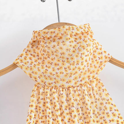 Fashion layered decoration hanging neck collar printed dress for women