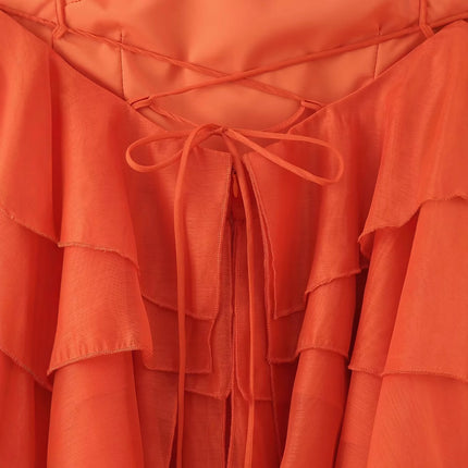 Fashionable three-dimensional floral layered decorative camisole dress for women