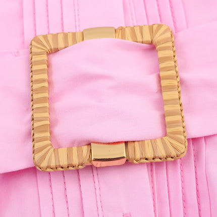 Women's Fashion Dress with Belt, Poplin Midi Dress