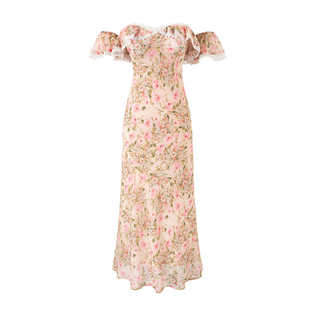 Blossom Lace-Trim Midi Dress