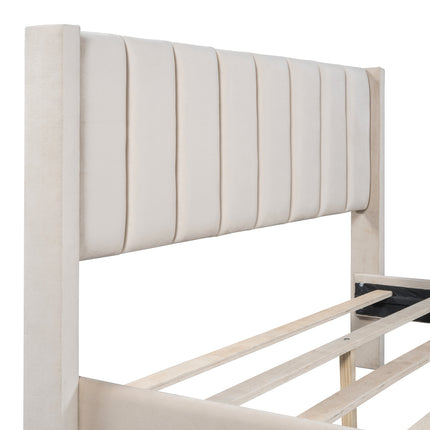 Velour Haven Storage Bed