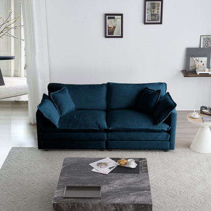 Blue Fabric Loveseat Sofa