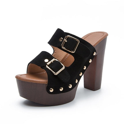 Platform Square Heel Sandals