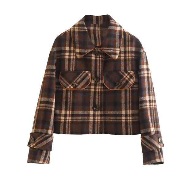 Vintage Plaid Wool-Feel Coat