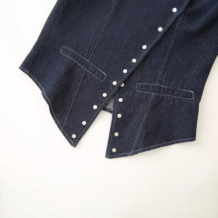 Backless Rivet Denim Halter Top