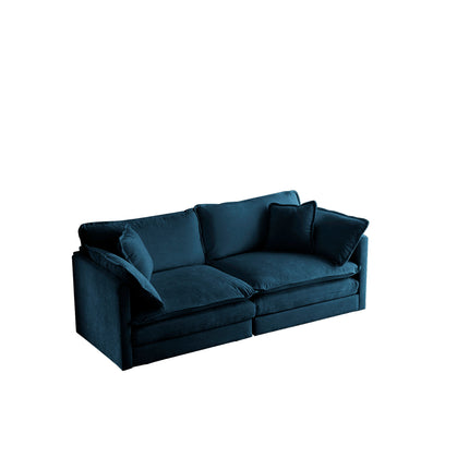 Blue Fabric Loveseat Sofa