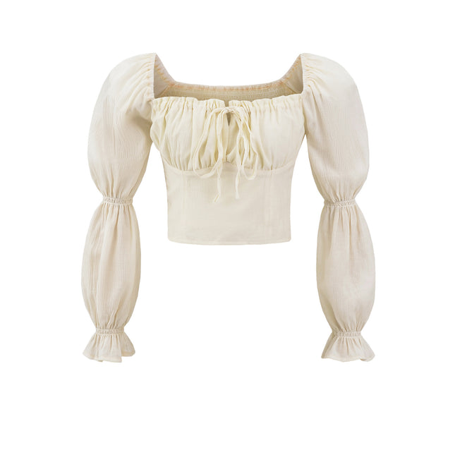 Apricot Bloom Puff-Sleeve Top