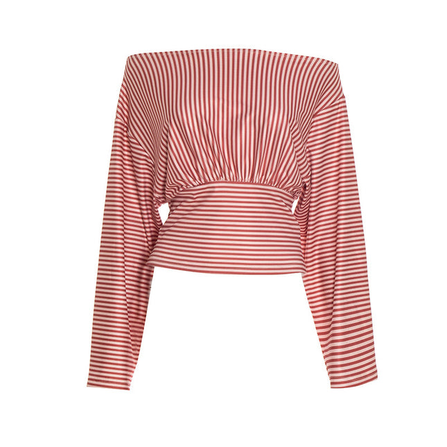 Scarlet Muse Striped Off-Shoulder Top