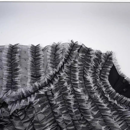 Runway Cake Dress Long Skirt European and American Evening Banquet Layered Tulle Ruffle Flared Hem Heavy Work Dress