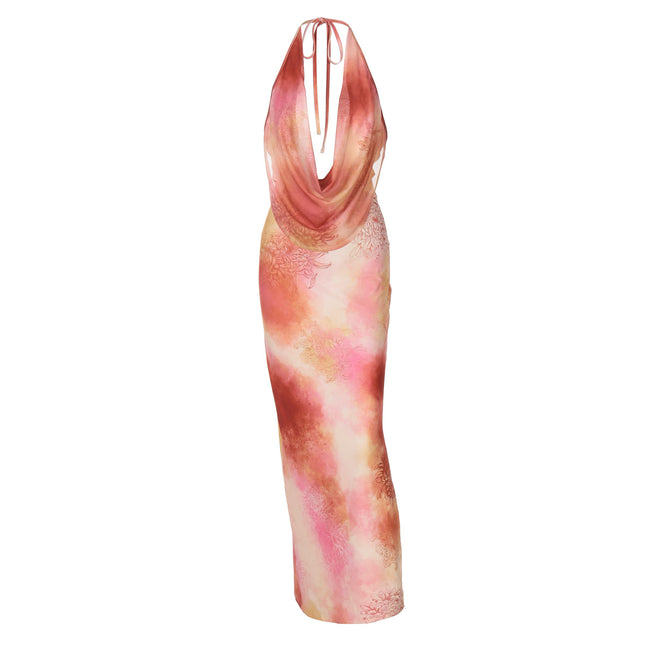 Backless Dress Waist-Cinching Belted Dress