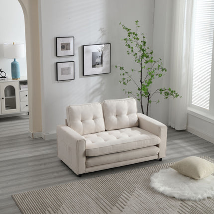 Beige Three-Fold Convertible Sofa