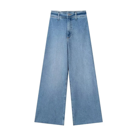 Classic High-Waist Wide-Leg Denim Pants