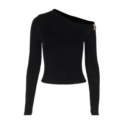 Noir Edge Oblique Long-Sleeve Top