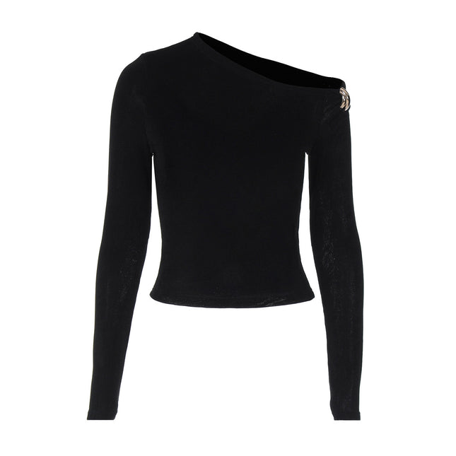 Noir Edge Oblique Long-Sleeve Top