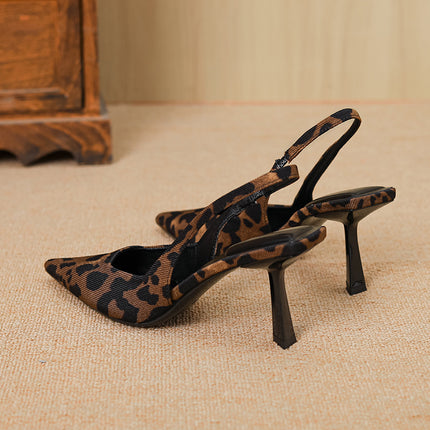Leopard Point Toe Slingback Pumps