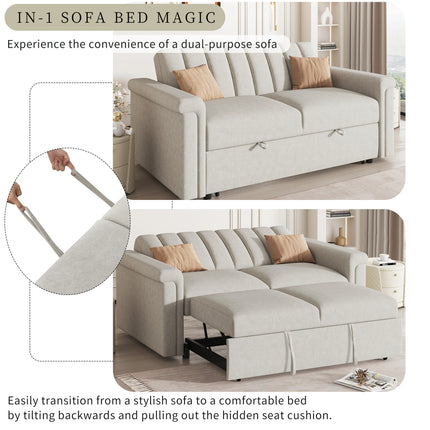 Beige Convertible Cushion Sofa
