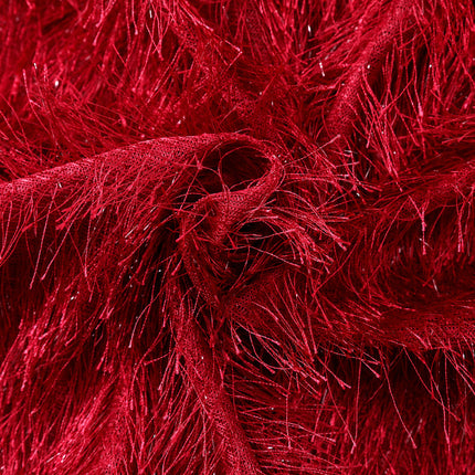 Crimson Velvet Feather Mini Dress