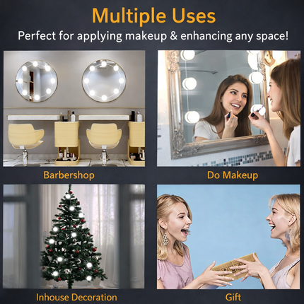 USB Makeup Mirror Light Bulbs – Adjustable Vanity Lighting Kit (10 Bulbs)