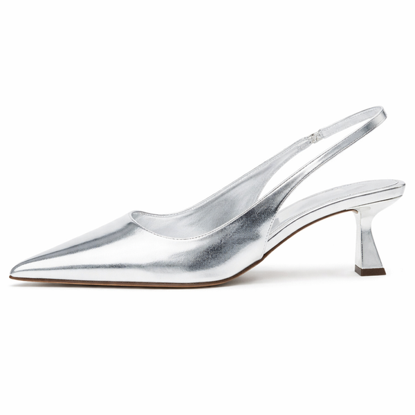 Silver Pointed Slingback Heels