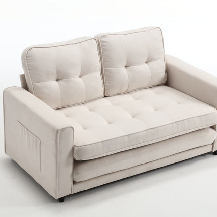 Beige Three-Fold Convertible Sofa