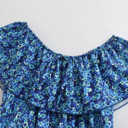 Summer New Fashion And Elegant Layered Decorative Printing Word Neck Dress Women