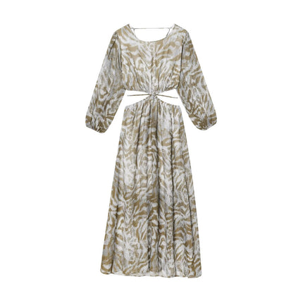 Sandstone Floral Backless Dress