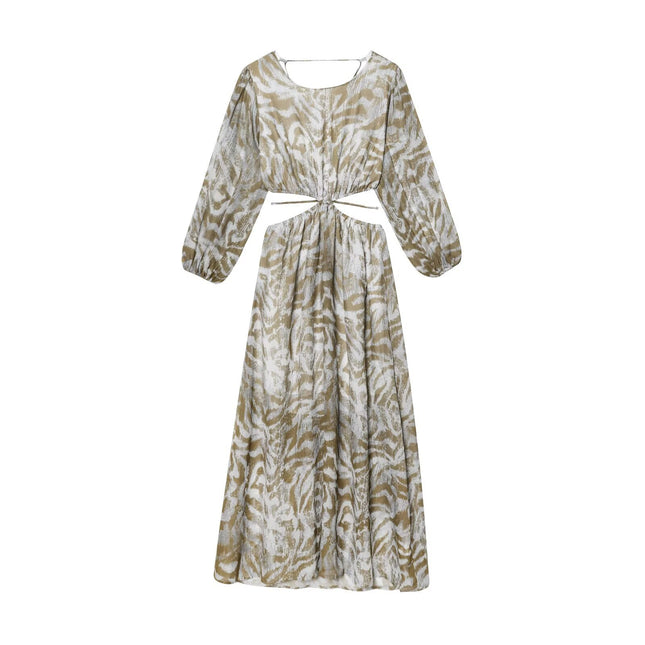 Sandstone Floral Backless Dress