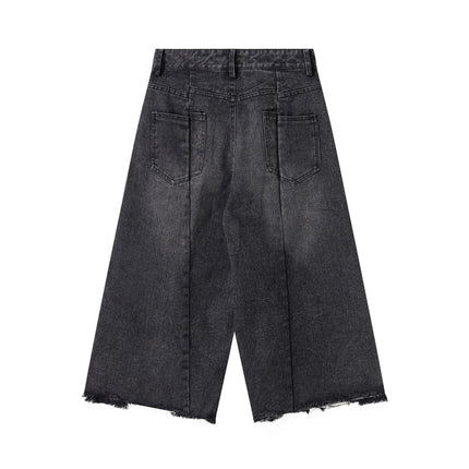 Vintage Cut Distressed Denim Culotte Pants
