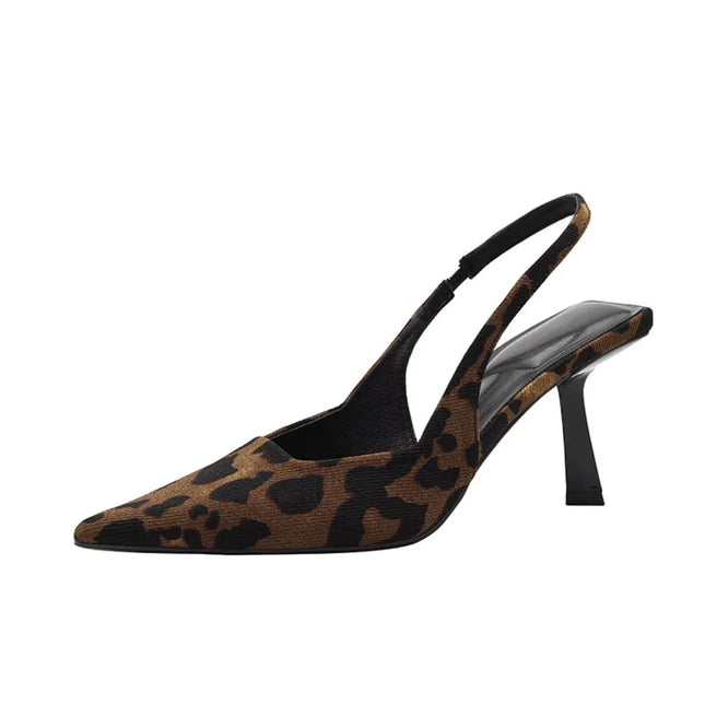 Leopard Point Toe Slingback Pumps