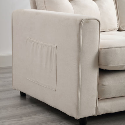 Beige Three-Fold Convertible Sofa